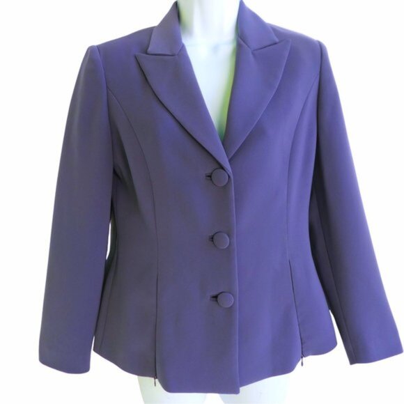 Italian Vintage Laurie Quality Blazer Purple 3 Button Closures 2 Zip Hip Panels - Picture 1 of 8